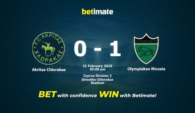 Dự đoán Akritas Chlorakas vs Olympiakos Nicosia, tỷ lệ và tip cá cược 21/02/2025