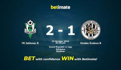 Dự đoán FK Jablonec B vs Hradec Kralove B, Tỷ lệ & Mẹo cá cược 23/10/2024