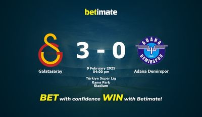 Dự đoán Galatasaray vs Adana Demirspor, tỷ lệ và tip cá cược 09/02/2025