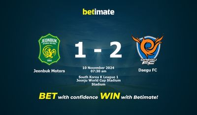 Dự đoán Jeonbuk Motors vs Daegu FC, Tỷ lệ cược & Mẹo cá cược 11/10/2024