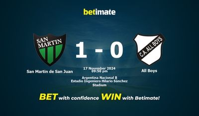 Dự đoán San Martin de San Juan vs All Boys, Tỷ lệ cược & Mẹo cá cược 17/11/2024