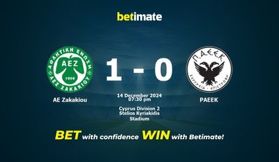 Dự đoán AE Zakakiou vs PAEEK, Tỷ lệ cược & Mẹo cá cược 14/12/2024