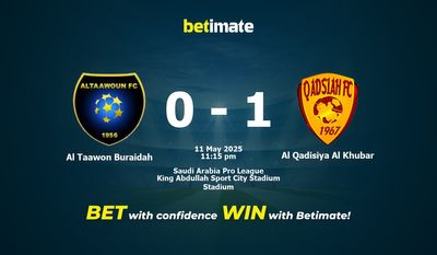 Dự đoán Al Taawon Buraidah vs Al Qadisiya Al Khubar, Tỷ lệ & Mẹo cá cược 11/05/2025