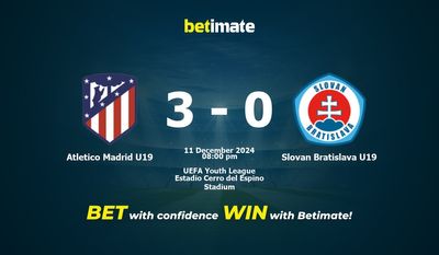 Nhận định dự đoán, tỷ lệ & tip cá cược Atletico Madrid U19 vs Slovan Bratislava U19 11/12/2024