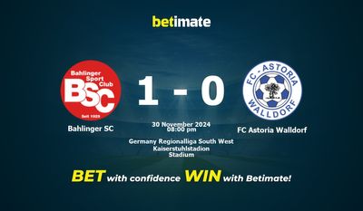 Dự đoán Bahlinger SC vs FC Astoria Walldorf, Tỷ lệ cược & Mẹo cá cược 30/11/2024