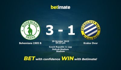 Dự đoán tỷ lệ, tỷ lệ và tip cá cược Bohemians 1905 B vs Kraluv Dvur 29/10/2023
