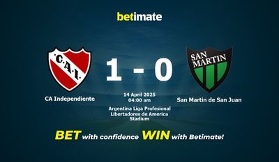 Dự đoán CA Independiente vs San Martin de San Juan, tỷ lệ cá cược 13/04/2025