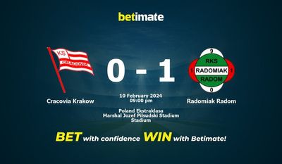 Soi kèo Cracovia Krakow vs Radomiak Radom, tỷ lệ cá cược 10/02/2024