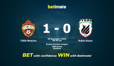 Dự đoán, Tỷ lệ cược & Mẹo cá cược CSKA Moscow vs Rubin Kazan 30/11/2024