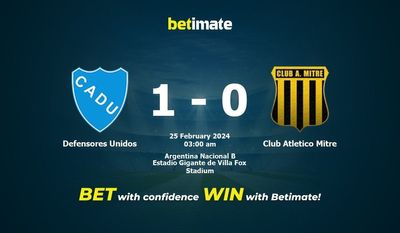 Dự đoán Defensores Unidos vs Club Atletico Miter, tỷ lệ và tip cá cược 24/02/2024