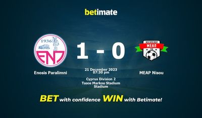 Dự đoán Enosis Paralimni vs MEAP Nisou, Tỷ lệ & Mẹo cá cược 21/12/2023
