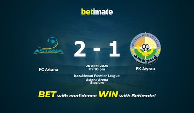 Dự đoán FC Astana vs FK Atyrau, Tỷ lệ cược & Mẹo cá cược 26/04/2025