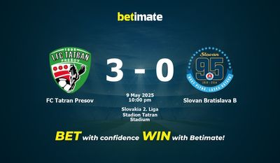 Soi kèo FC Tatran Presov vs Slovan Bratislava B, tỷ lệ và tip cá cược 09/05/2025