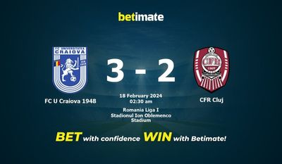 Soi kèo FC U Craiova 1948 vs CFR Cluj, Tỷ lệ & Mẹo cá cược 17/02/2024