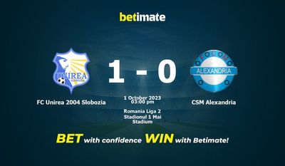 FC Unirea 2004 Slobozia vs CSM Alexandria Dự đoán, tỷ lệ và tip cá cược 01/10/2023
