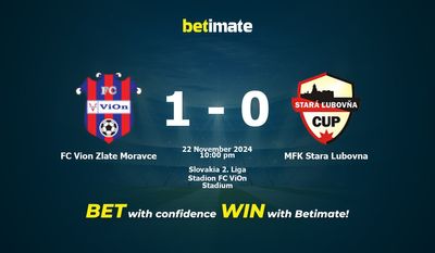Dự đoán FC Vion Zlate Moravce vs MFK Stara Lubovna, tỷ lệ và tip cá cược 22/11/2024