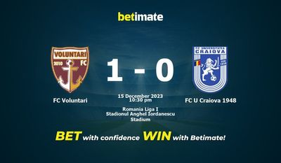 Dự đoán FC Voluntari vs FC U Craiova 1948, tỷ lệ và tip cá cược 15/12/2023