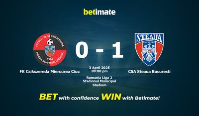 Soi kèo FK Csikszereda Miercurea Ciuc vs CSA Steaua Bucuresti, tỷ lệ và tip cá cược 03/04/2025