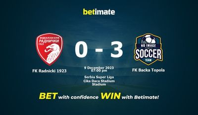 Dự đoán FK Radnicki 1923 vs FK Backa Topola, Tỷ lệ & Mẹo cá cược 09/12/2023