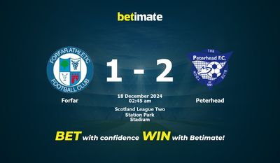 Dự đoán Forfar vs Peterhead, Tỷ lệ cược & Mẹo cá cược 17/12/2024