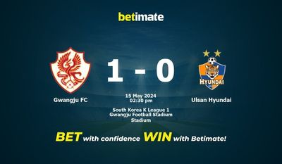 Soi kèo Gwangju FC vs Ulsan Hyundai, tỷ lệ và tip cá cược 15/05/2024