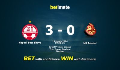 Dự đoán Hapoel Beer Sheva vs MS Ashdod, Tỷ lệ & Mẹo cá cược 16/03/2024