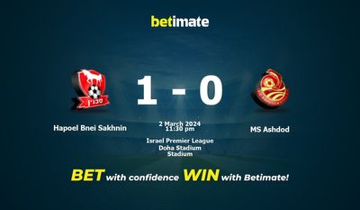 Dự đoán Hapoel Bnei Sakhnin vs MS Ashdod, Tỷ lệ & Mẹo cá cược 02/03/2024