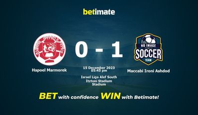 Dự đoán, tỷ lệ và tỷ lệ trận đấu Hapoel Marmorek vs Maccabi Ironi Ashdod Mẹo cá cược 15/12/2023