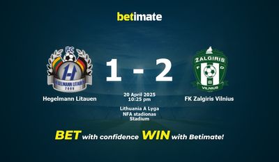 Dự đoán Hegelmann Litauen vs FK Zalgiris Vilnius, tỷ lệ và tip cá cược 20/04/2025