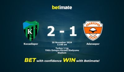 Dự đoán Kocaelispor vs Adanaspor, Tỷ lệ & Mẹo cá cược 29/11/2024