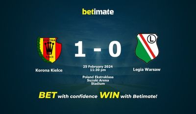 Dự đoán Korona Kielce vs Legia Warsaw, tỷ lệ và tip cá cược 25/02/2024