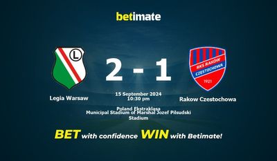 Soi kèo Legia Warsaw vs Rakow Czestochowa, tỷ lệ và tip cá cược 15/09/2024