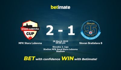 Dự đoán MFK Stara Lubovna vs Slovan Bratislava B, Tỷ lệ & Mẹo cá cược 28/03/2025
