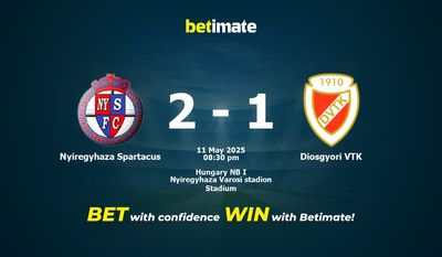 Soi kèo Nyiregyhaza Spartacus vs Diosgyori VTK, tỷ lệ và tip cá cược 11/05/2025