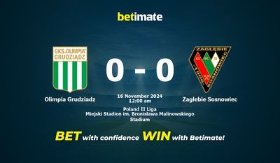 Dự đoán Olimpia Grudziadz vs Zaglebie Sosnowiec, Tỷ lệ & Mẹo cá cược 15/11/2024