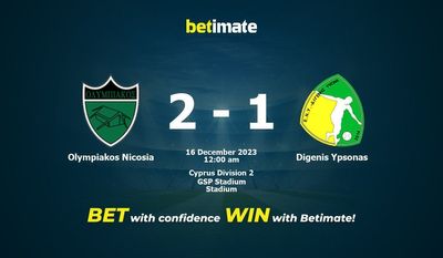 Dự đoán, tỷ lệ và tỷ lệ của Olympiakos Nicosia vs Digenis Ypsonas Mẹo cá cược 15/12/2023