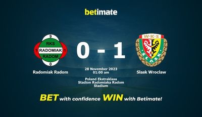 Dự đoán Radomiak Radom vs Slask Wroclaw, Tỷ lệ & Mẹo cá cược 27/11/2023