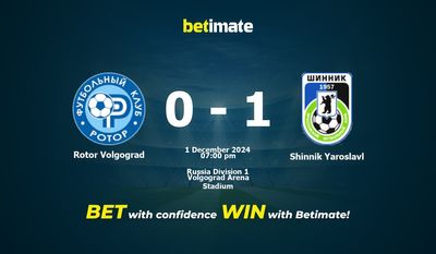 Dự đoán, Tỷ lệ cược & Mẹo cá cược Rotor Volgograd vs Shinnik Yaroslavl 12/01/2024