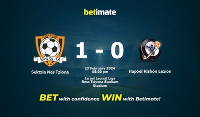 Soi kèo dự đoán Sektzia Nes Tziona vs Hapoel Rishon Lezion, tỷ lệ cá cược 23/02/2024