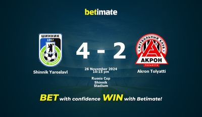 Dự đoán Shinnik Yaroslavl vs Akron Tolyatti, Tỷ lệ cược & Mẹo cá cược 26/11/2024
