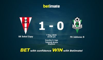 Dự đoán, tỷ lệ và tip cá cược SK Sokol Zapy vs FK Jablonec B 07/05/2025