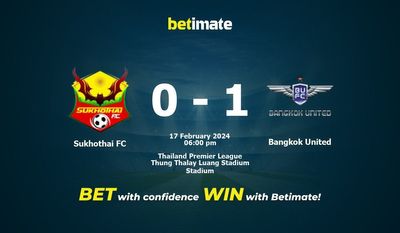 Soi kèo Sukhothai FC vs Bangkok United, Tỷ lệ & Mẹo cá cược 17/02/2024