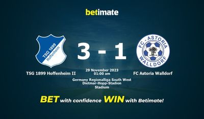 Dự đoán TSG 1899 Hoffenheim II vs FC Astoria Walldorf, tỷ lệ và tip cá cược 28/11/2023
