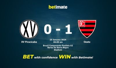 Dự đoán XV Piracicaba vs Oeste, Tỷ lệ & Mẹo cá cược 24/01/2024
