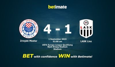 Nhận định, soi kèo Zrinjski Mostar vs LASK Linz 31/08/2023