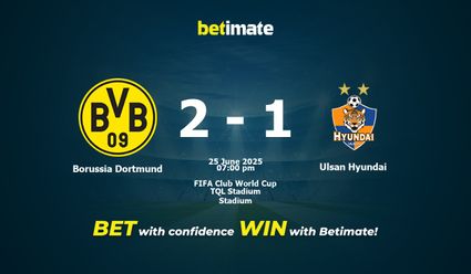 Borussia Dortmund vs Ulsan Hyundai Prediction, Odds & Betting Tips 06/25/2025
